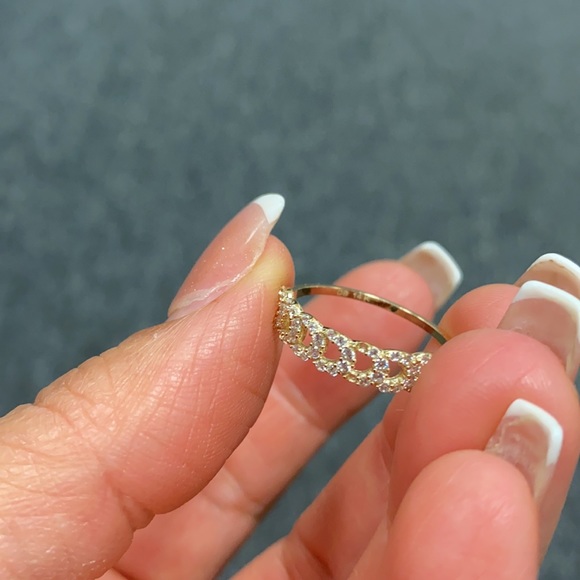 New 14K yellow Gold CZ Cuban Band - Picture 10 of 12